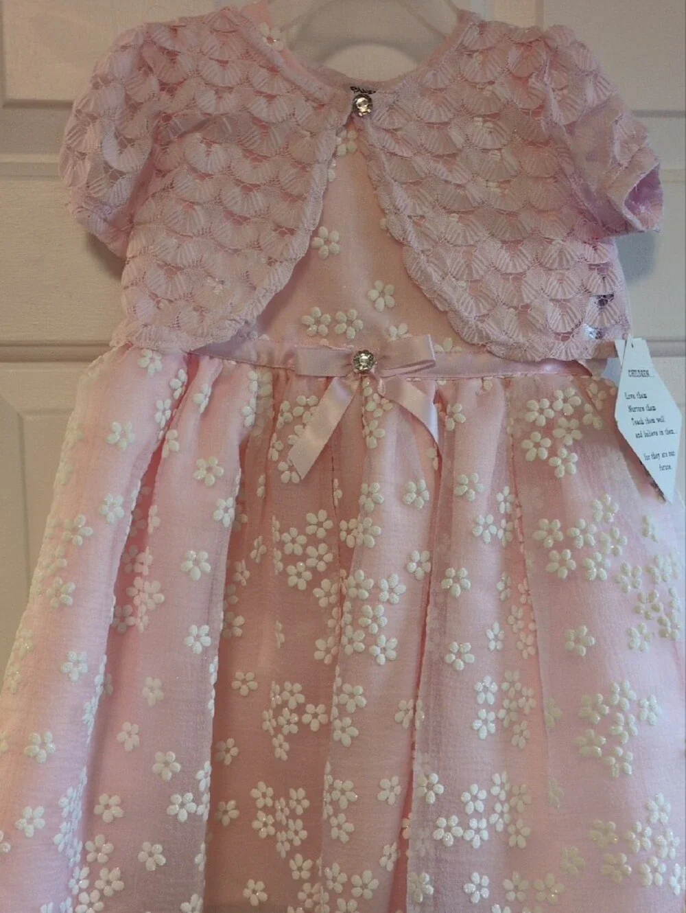 NWT Blueberi Boulevard Pink Floral Lace Overlay Party Dress with Bolero - Picture 4 of 6